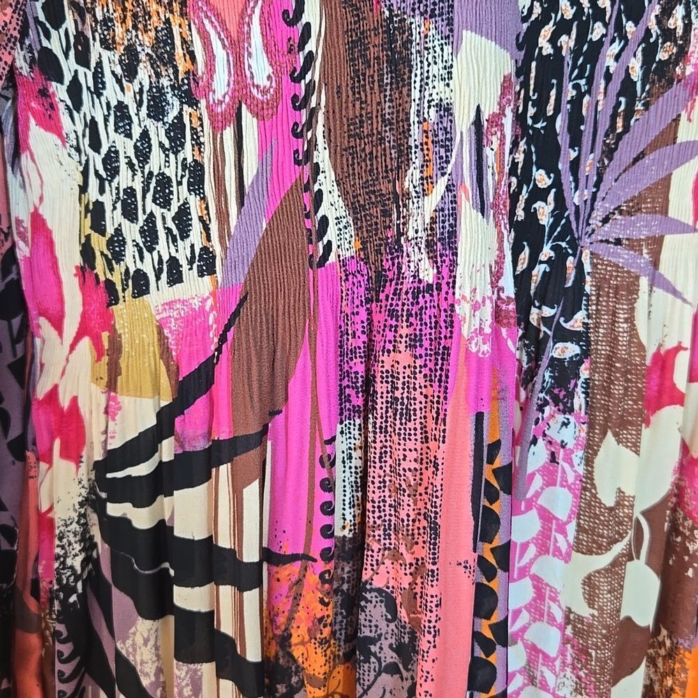 Boho Patchwork Pleated Flowy Fall Blouse Top 3X F… - image 14